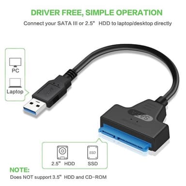 Nopea SATA- ja USB 3.0 -sovitinkaapeli