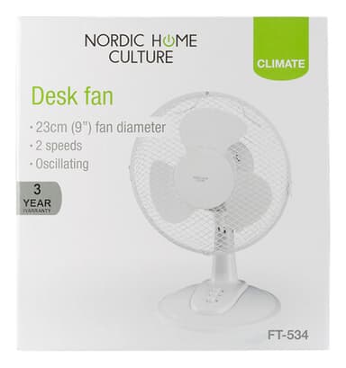 NORDIC HOME CULTURE Pöytätuuletin, 230mm, kolme nopeutta 20w