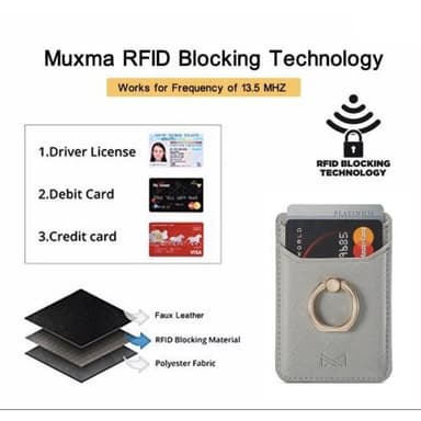 MUXMA-kortinpidikkeen rengasteline RFID-estävä liimainen luottokorttipaikka - harmaa
