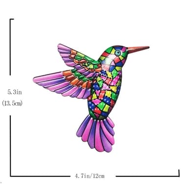 Lintu Hummingbird seinätarra Puutarhakoriste 12x13,5 cm - Violetti