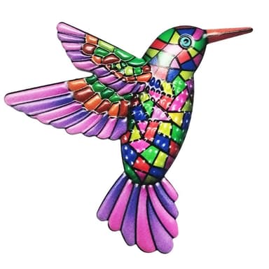 Lintu Hummingbird seinätarra Puutarhakoriste 12x13,5 cm - Violetti