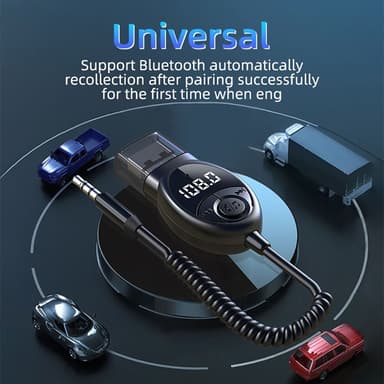 W8 Auton Äänensovitin Bluetooth-vastaanotin FM-lähetin teleskooppisella kaapelilla