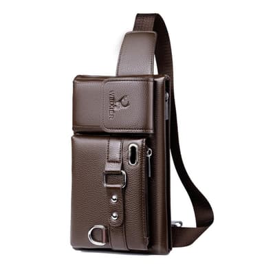 Crossbody Rintapussi Vyötäröpussi Kuulokereikällä - Ruskea