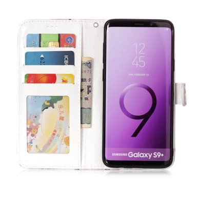 Samsung Galaxy S9 Plus Lompakkokotelo - Sininen Perhonen ja Kukka