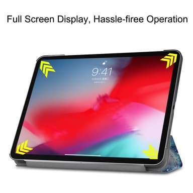 Kolminkertainen jalustallinen nahkainen älykotelo 11 tuuman iPad Prolle (2018) - Galaxy Pattern