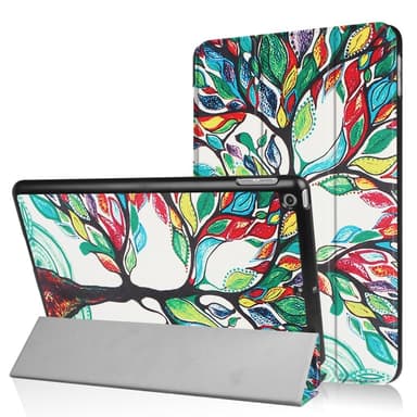 iPad 9.7"" (2017/2018) Slim fit kolmitaitettava kotelo - Värillinen Puu