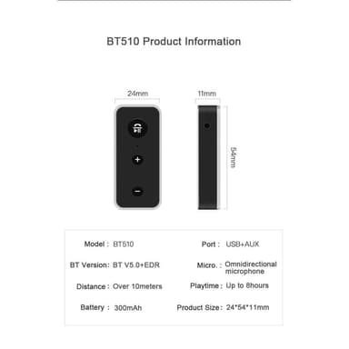 Langaton Bluetooth 5.0 Stereo Audio -musiikkivastaanotin