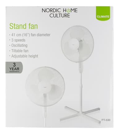 NORDIC HOME CULTURE Lattiapinta, 410 mm, kolme nopeutta - Valkoinen