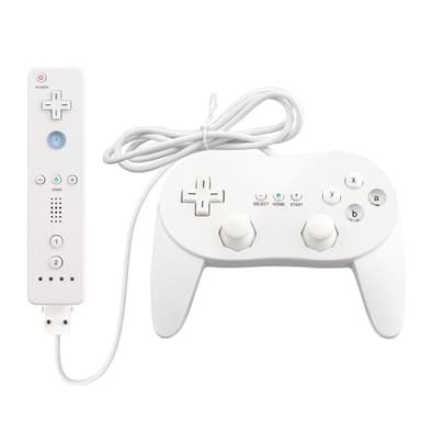 Peliohjain on yhteensopiva Nintendo Wii, Wii U Controller 1,1 metrin kaapelin kanssa - valkoinen