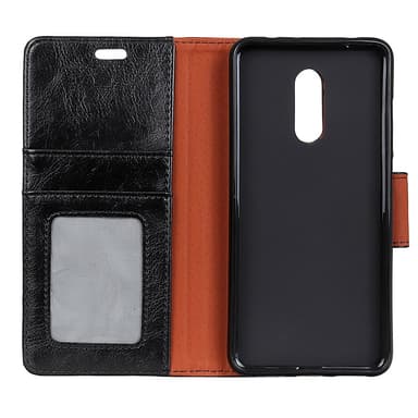 Kuvioitu halkaistu nahkainen matkapuhelimen kotelo Nokia 6.1 Plus - Musta