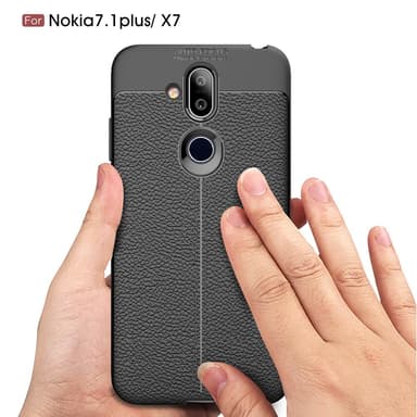 Litchi Grain TPU takapuhelinkotelo Nokia 8.1 - musta