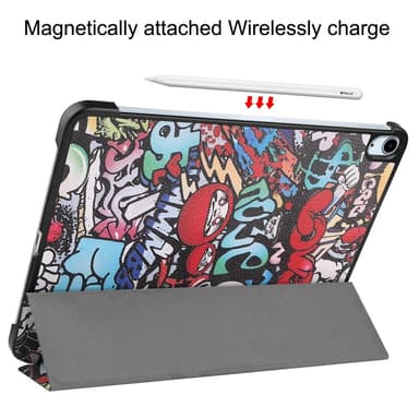 iPad Air 11 (2024) Kotelo Auto Herää / Nuku Kolminkertainen Taittojalusta Tabletin Suoja - Graffiti