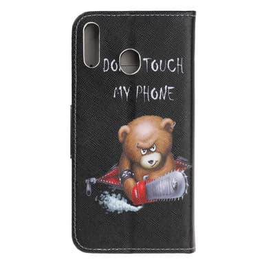 Kuviollinen lompakkokotelo Samsung Galaxy A40 - Angry Bear ja sen varoitus