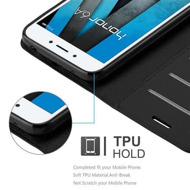 Honor 6A Suojakuori Lompakkokotelo (Musta)