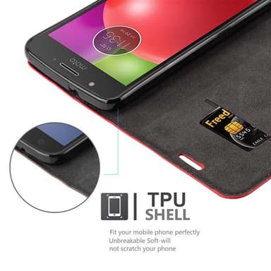 Motorola MOTO E4 Suojakuori Lompakkokotelo (Punainen)