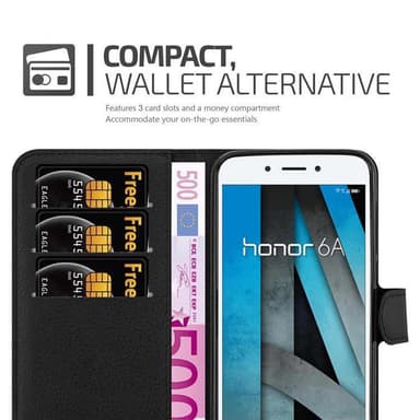 Honor 6A Suojakuori Lompakkokotelo (Musta)