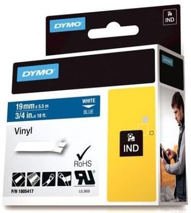 DYMO Rhino Professional, 19mm, merkkausteippi, valk.teksti sin.teip