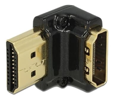Delock HDMI-sovitin, 19-pin na-ur, kulmaliitin 90° alas, musta