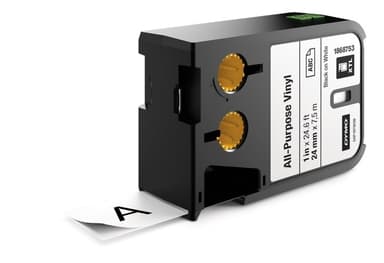 DYMO XTL Monikäyttöinen vinyylitarra, 24mm, musta teksti, valk. tausta