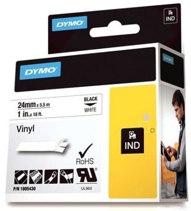 DYMO Rhino Professional, 24mm, merkkausteippi, must.teksti val. teippi