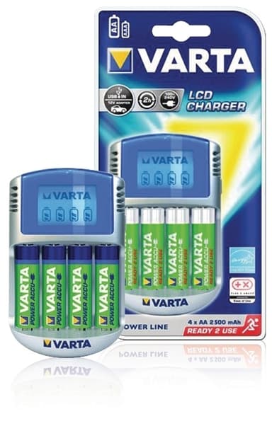Varta NiMH akkulaturi AA / AAA | 1.2 V DC | 4x AA/HR6 2600 mAh | Trickle-lataus | Euro / Tyyppi-C (CEE 7/16) | Akun tyyppi: AA