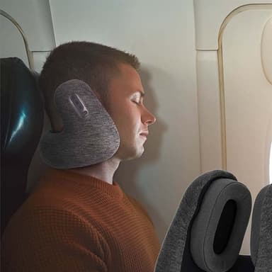 Nedis-matkatyyny, jossa on sisäänrakennetut Bluetooth-kuulokkeet ja passiivinen melunvaimennus