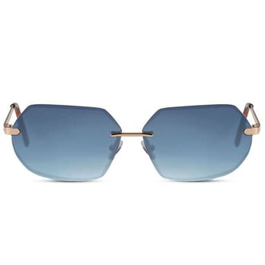 Unisex aurinkolasit – kultaiset kehykset, siniset linssit, 100 % UV-suoja, metallirunko