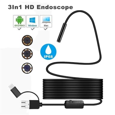3in1 8mm HD Tarkastuskamera - Kova 10m Kaapeli