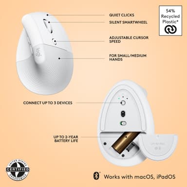 Logitech Lift for Mac langaton hiiri (harmaa)