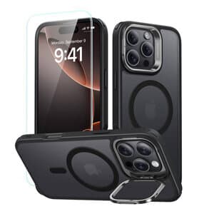 ESR Hybrid Case (HaloLock) iPhone 16 Prolle näytönsuojasarjalla (musta)