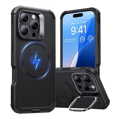 Cyber Tough (HaloLock) ESR-kotelo jalustalla iPhone 16 Pro Maxille (musta)