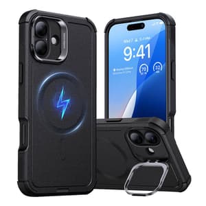 Cyber Tough (HaloLock) ESR-kotelo jalustalla iPhone 16 Plus:lle (musta)