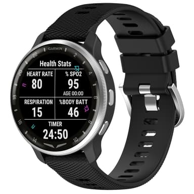 20 mm:n universaali ristikuvioinen silikoniranneke Samsungille, Garminille, Huaweille Musta