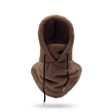 Balaclava-huppu kasvojen ja kaulan lämmittimellä Tumman ruskea