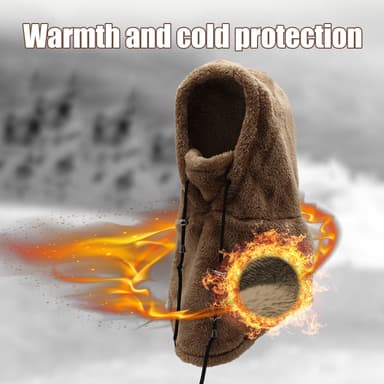Balaclava-huppu kasvojen ja kaulan lämmittimellä Tumman ruskea