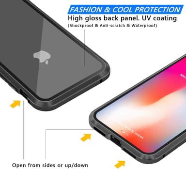 iPhone X / XS -kotelo, jossa näytönsuoja Musta