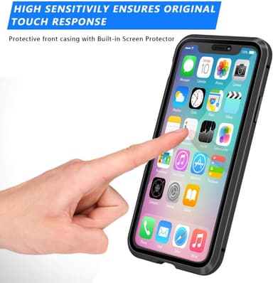 iPhone X / XS -kotelo, jossa näytönsuoja Musta
