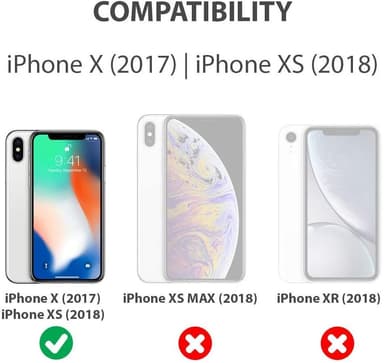 iPhone X / XS -kotelo, jossa näytönsuoja Musta
