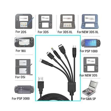 5in1 USB-kaapeli yhteensopiva Nintendo Wii U / 3DSXL / 3DS kanssa
