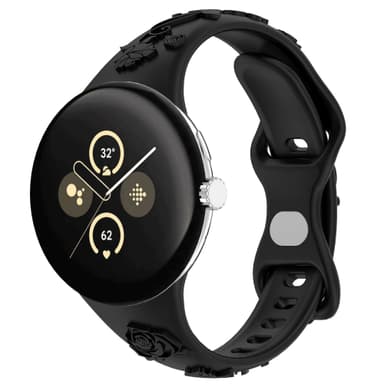 Google Pixel Watch 1.2 sukupolven kuviollinen silikoniranneke Musta