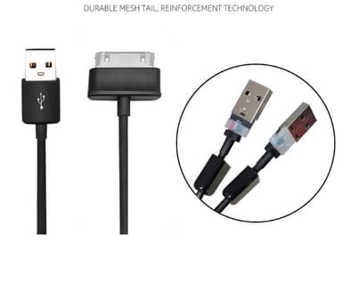 30-nastainen USB-kaapeli / latauskaapeli tietojen synkronointiin Musta 1 m