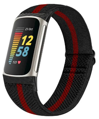 Kellon rannekkeen vaihto Fitbit Charge 5/6:lle Musta + punainen