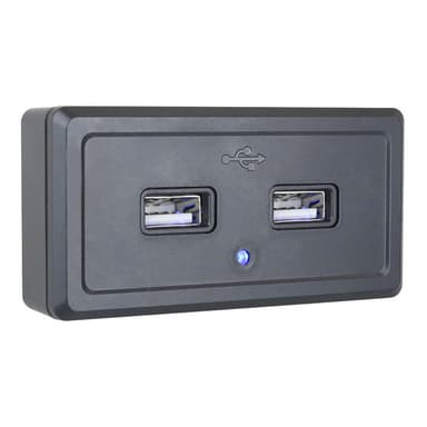 Autolaturin latauspaneeli, jossa 2 USB-liitäntää
