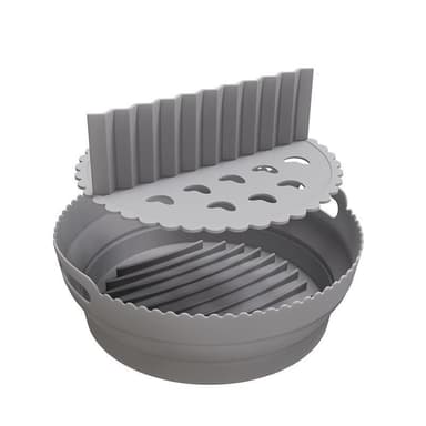 Kokoontaittuva pyöreä Air Fryer silikonimuotti jakajalla Harmaa