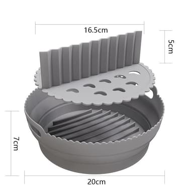 Kokoontaittuva pyöreä Air Fryer silikonimuotti jakajalla Harmaa