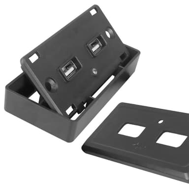 Autolaturin latauspaneeli, jossa 2 USB-liitäntää