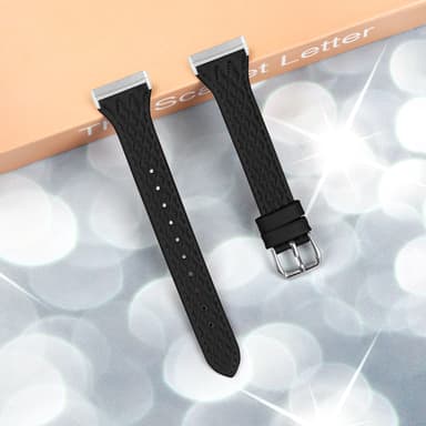 Aidosta nahasta valmistettu kellonhihna Fitbit Versa 4:lle Musta