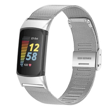Ruostumattomasta teräksestä valmistettu kelloranneke Fitbit Charge 5 Charge 6:lle Hopea
