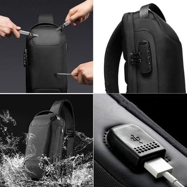 Crossbody laukku vettä hylkivällä kankaalla Musta