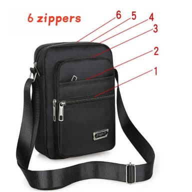 Nylon Crossbody laukku miehille Kuusi vetoketjua